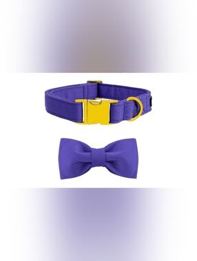 Maca Bates 🐶 Dog Purple Bow Tie Pet Collar Set SizeM